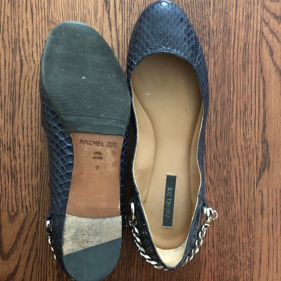 Rachel Zoe Blue Laura Snakeskin Ballerina Flats-7 - Picture 4 of 5